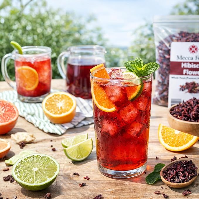 2lb Dried Whole Hibiscus Flowers and Petals Flor de Jamaica Sorrel Flower Zobo Flower perfect for Tea and Mexican Agua Fresca by Mecca Foods | perfect for Mexican Agua Fresca Tea Flor de Jamaica