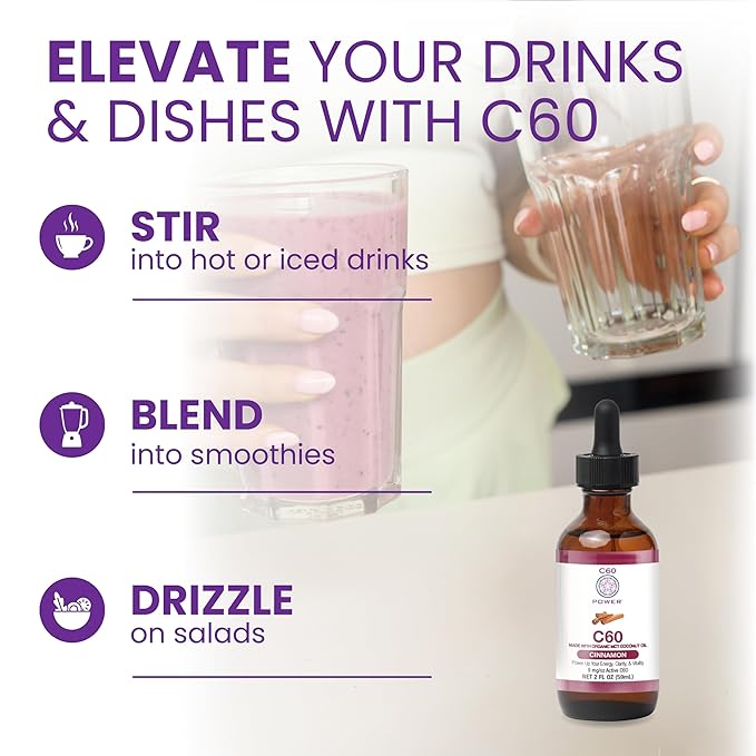 C60 Purple Power Cinnamon Flavored C60 In Organic Mct Coconut Oil - Natural Wellness &amp Antioxidant Support For Men &amp Women 99.99% Pure Sublimated C60 Promotes Energy Clarity &amp Stamina