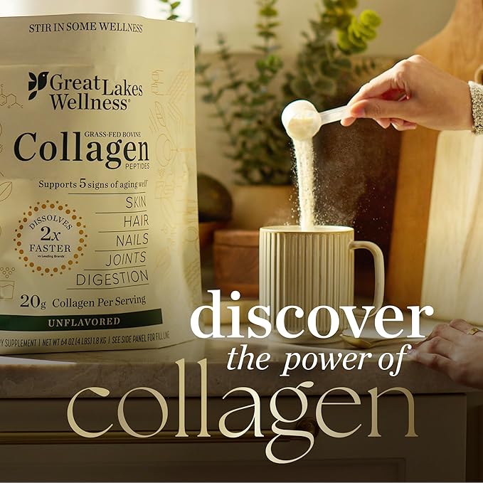 Great Lakes Wellness Keto Boost Advanced Collagen Peptides Powder with 4.2g MCTs - Vanilla Flavored - Nutritiously-Rich Non-Dairy Coffee Creamer or Smoothie Alt - Non-GMO Kosher - 14.1 oz