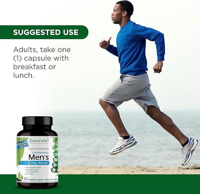 EMERALD LABS Men's 1 Daily Multi - Additive-Free Men's Multivitamin - Includes Lycopene Zinc Vitamin D3 &amp More - Supports Bones Prostate &amp Vision* - 60 Vegetable Capsules