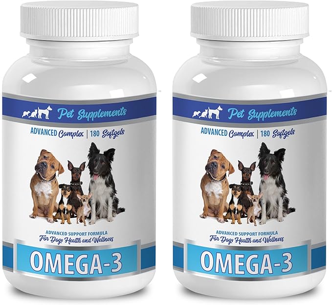 Skin Care Dog Food - Omega 3 - Advanced Complex - Health &amp Wellness - for Dogs - Omega 3 Fatty acids for Dogs - 2 Bottle (360 Softgels)