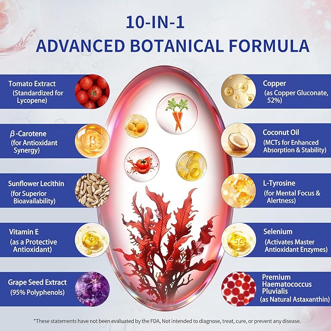 Astaxanthin 12mg Supplements 120 Softgel Max Strength Astaxanthin Antioxidant Supplements Form Fresh Microalgae 4 Month Supply Supports Eye Skin Joint Brain Heart &amp Immune System Health2