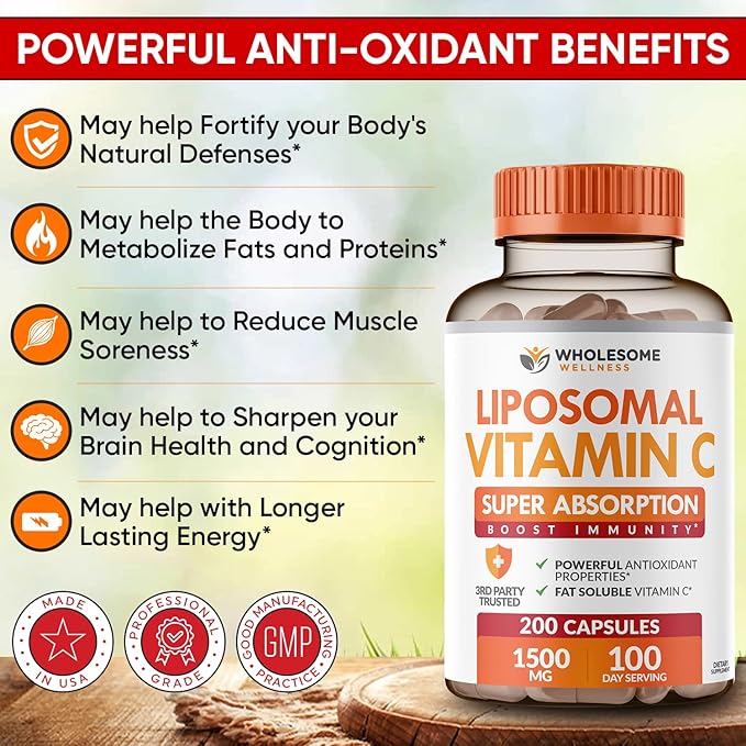 Wholesome Wellness Probiotics for Women 100 Billion CFUs with Prebiotics Digestive Enzymes + Liposomal Vitamin C Capsules High Absorption Ascorbic Acid Supplement Bundle