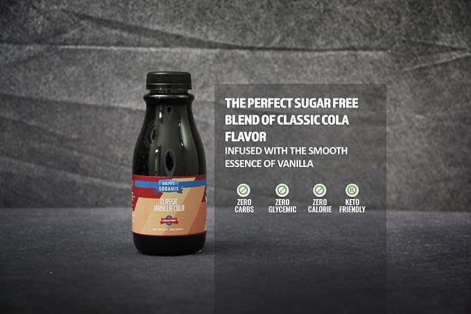 Ralph's 4 Sugar Free Sparkling Water Soda Maker Flavors Pack | Classic Vanilla Orange Vanilla and Cherry Cola | Four 12oz Bottles | Sodamix
