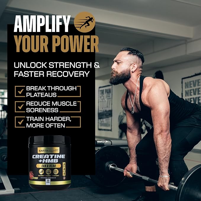 Creatine HMB Supplements for Men and Women w/Essential Amino Acids | EAA &amp BCAA Powder Mix | Creatine Monohydrate Powder and HMB | EAAS &amp BCAAS | Made in USA &amp 3rd Party Tested