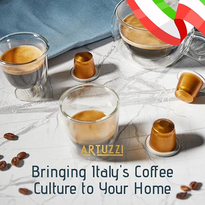 Artuzzi 60ct Decaf Espresso Pods For Nespresso Compatible Capsules Machines | Aluminum Decaffeinated Coffee Capsules I Recyclable I 100% Arabica Italian Roast