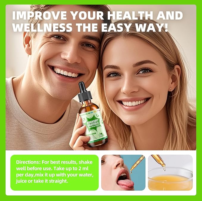 Soursop Graviola Leaf Extract Liquid Drop for Cell Support &amp Regeneration Immune Boost Relax Liver and Sleep Soursop Bitters Liquid Herbal Goodness Sugar/Gluten Free Original Flavor 2 Fl O