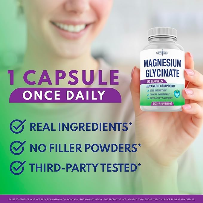 Magnesium Glycinate 500mg | 90mg Elemental Magnesium Supplement- High Absorption Non Buffered Non-GMO &amp No Gluten - Muscle &amp Bone Health - 240 Vegan Capsules
