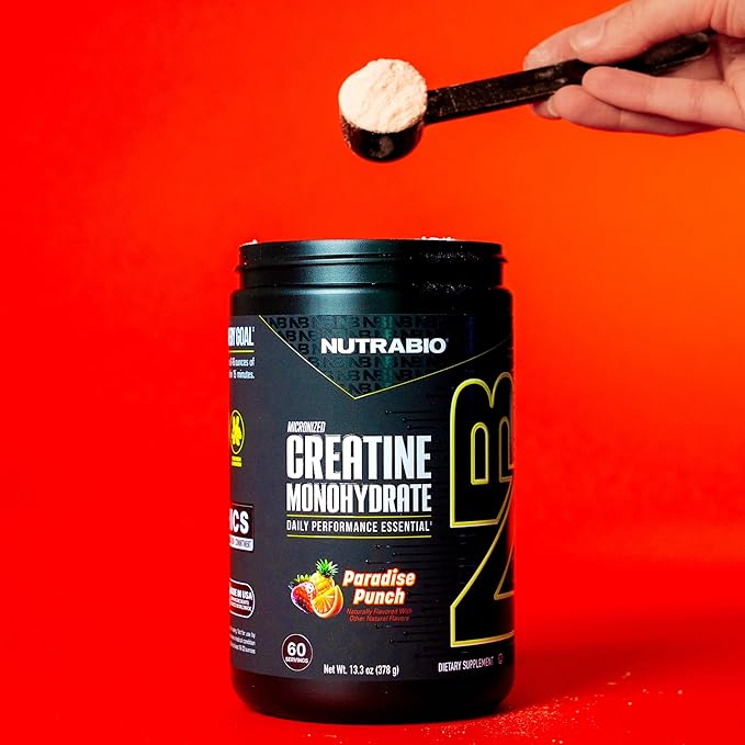 NutraBio Pure Micronized Creatine Monohydrate Powder SupplementParadise Punch(300g)-Supports Bulk Muscle Energy Recovery and Strength-HPLC Tested Creatine Powder Supplement for Men and Women