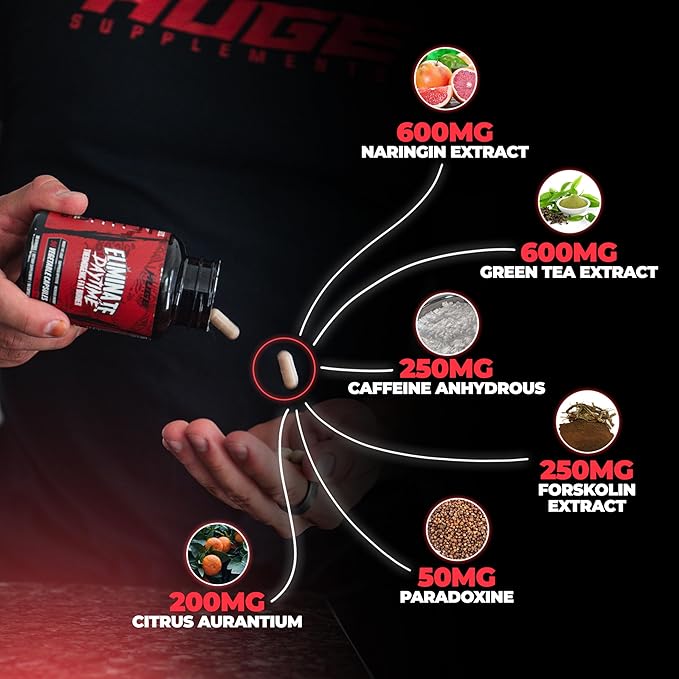 Eliminate Thermogenic Fat Burner For Men - Supercharge Metabolism Boost Energy Appetite Suppressant &amp Reduce Cravings - 11 Potent Ingredients Fast-Acting Potent Weight Loss Pills (90 Capsules)