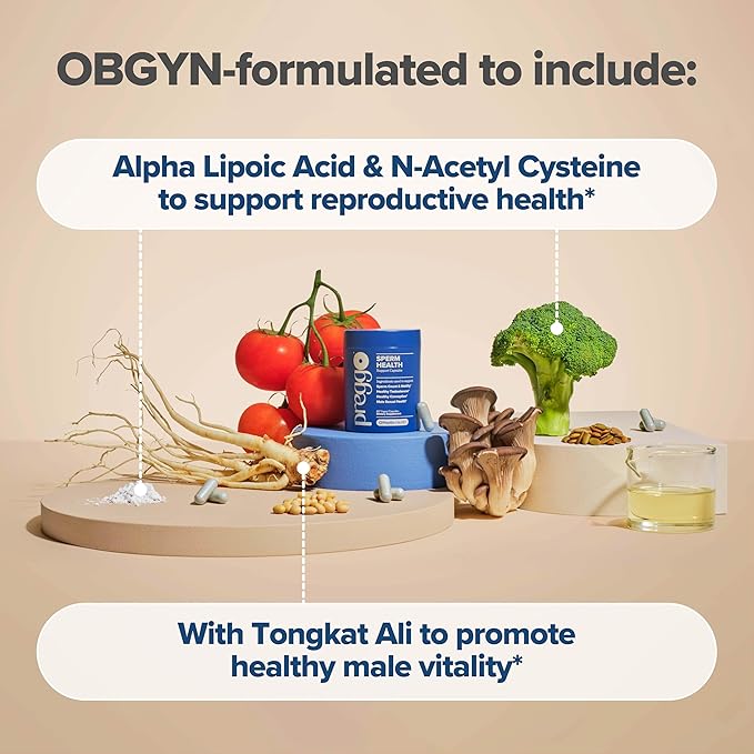 O Positiv Preggo Sperm Health Capsules for Men - OBGYN-Formulated for Improved Sperm Count &amp Motility with Tongkat Ali NAC Alpha Lipoic Acid – Male Reproductive Health 60 Count (Pack of 1)