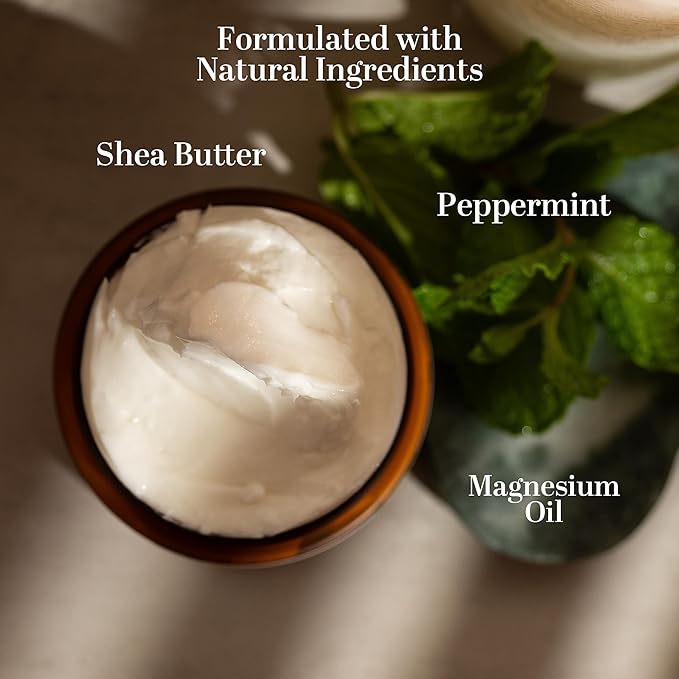 Better Shea Butter Magnesium Cream for Feet | Peppermint | Relieves Muscle Tension and Cramps | Night Lotion for Pregnancy Kids and Babies | Organic and Natural Ingredients