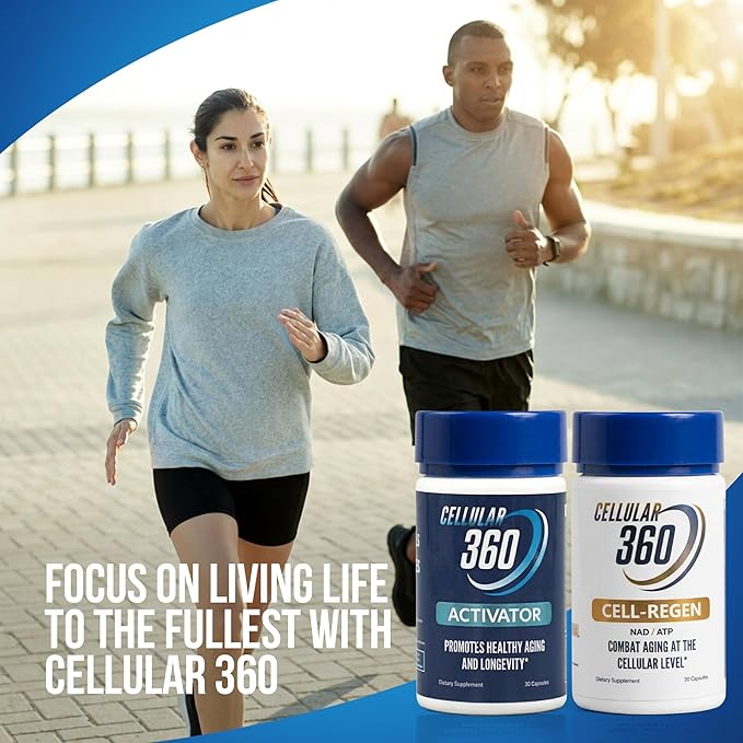 Cellular360 Supplement Bundle – Cell Regen NAD+ ATP Booster and NRF2 Activator with Resveratrol Curcumin Astragalus – Cellular Regeneration and Longevity Support (60 Capsules)
