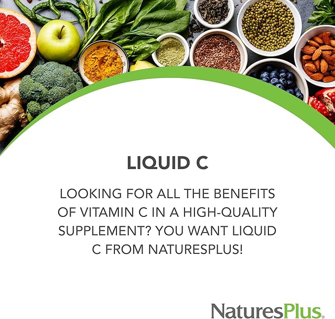 NaturesPlus Liquid Vitamin C - 1000 mg 30 fl oz - with Lemon Bioflavonoids - Vegetarian Gluten Free - 30 Servings