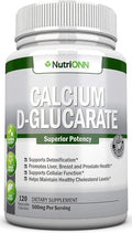Calcium D-Glucarate - 500mg - 120 Vegetable Capsules - Superior Potency to Support Cleansing Processes Estrogen Metabolism &amp Hormonal Balance - Helps with Prostate Breast &amp Colon Health