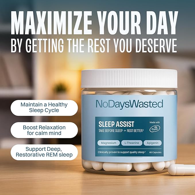 Magnesium Sleep Supplement - Magnesium Threonate Chelated Magnesium's Bisglycinate L-Theanine &amp Apigenin - Sleep Assist - Powerful Blend for Better Sleeping and Restful Nights - 60 Capsules
