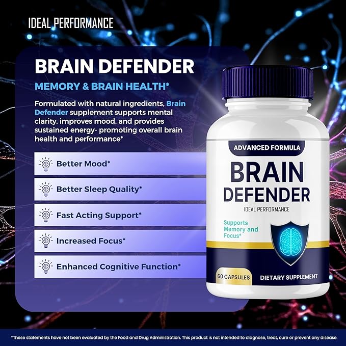 Brain Defender Supplement Brain Defender Brain and Memory Support Pills BrainDefender Capsules Advanced Nootropic Pills for Brain Health Support All Natural Cognitive Health Reviews (2 Pack)