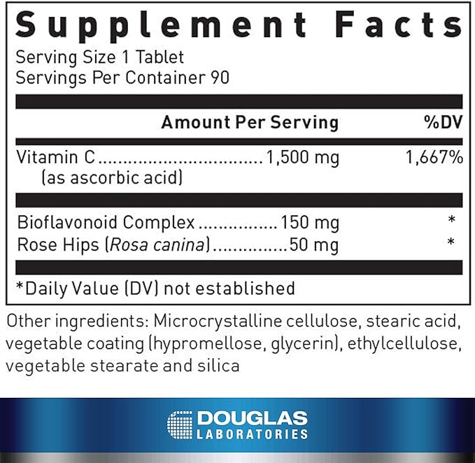 Douglas Laboratories C-Max 1500 mg. | Time Released Vitamin C to Support Skin Blood Vessels Tendons Joint Cartilage and Bone | 90 Tablets