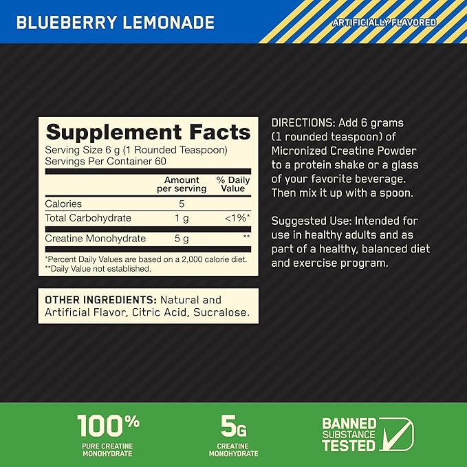 Optimum Nutrition Performance Nutrition Bundle: Amino Energy Plus Hydration Watermelon Smash (30 Serv) Creatine Monohydrate Blueberry Lemonade (60 Serv) &amp Gold Standard Whey Fruity Cereal (29 Se
