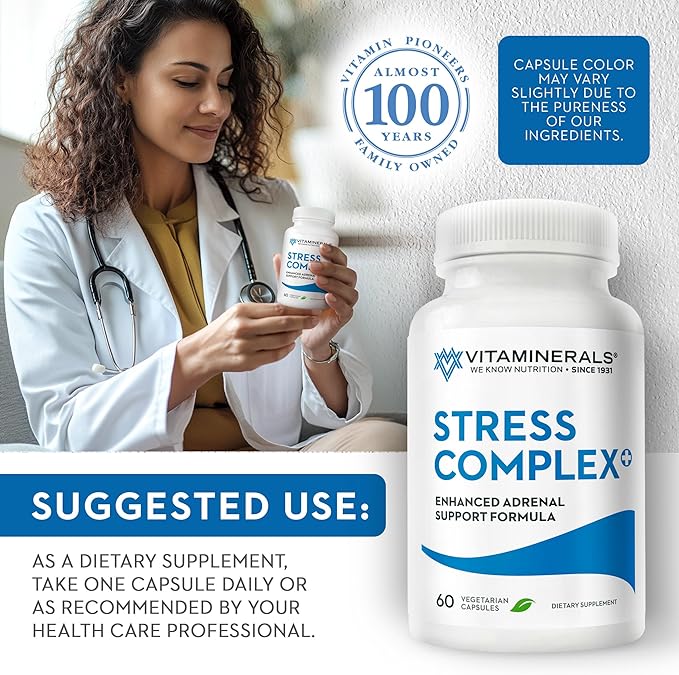 VITAMINERALS 39 Stress Complex Adrenal Support Stress and Adrenal Support Complex 60 Count