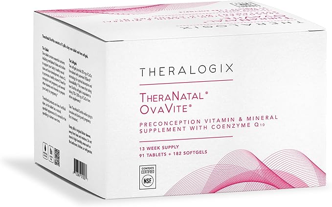 Theralogix TheraNatal OvaVite Preconception Vitamins - 13-Week Supply - Prenatal Vitamins &amp Fertility Supplement for Women with CoQ10* - NSF Certified - 91 Tabs 182 Softgels (91 Servings)
