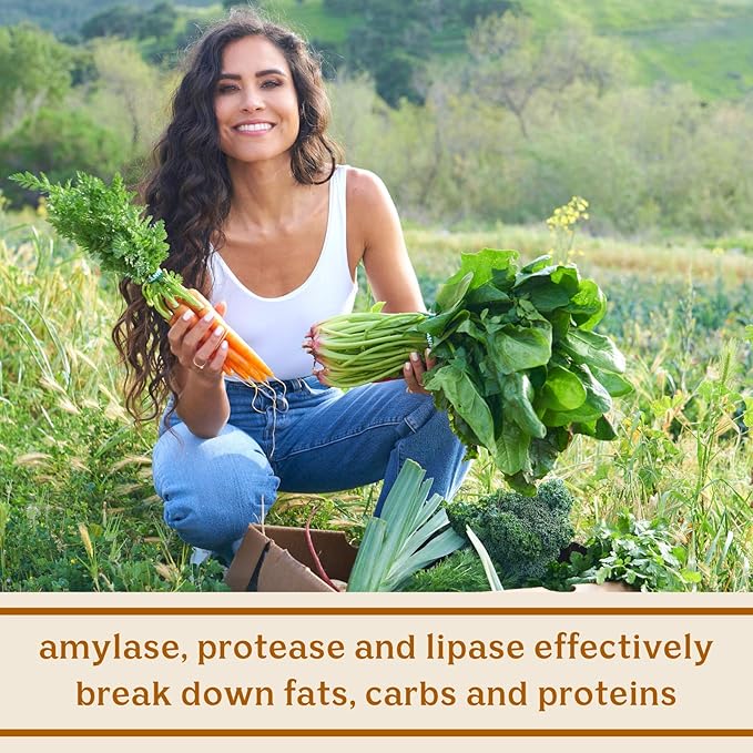 Solluna by Kimberly Snyder Digestive Enzymes Lipase Amylase Protease Alpha-Galactosidase Cellulase for Digestive Health Nutrient Absorption Stomach Pain Gas &amp Bloating (90CT) Vegan &amp No