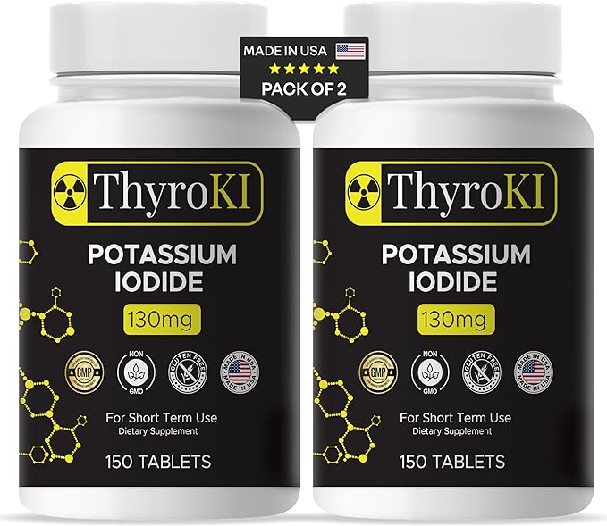 Potassium Iodide Tablets 130 mg – Thyroid &amp Respiratory Support – YODO Naciente KI Pills | Fast-Dissolving Emergency Iodine Supplement | Non-GMO | Gluten Free | 300 Tablets | Made in USA | Pack of