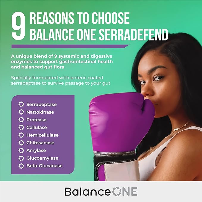Balance ONE Probiotic &amp SerraDefend Bundle – 15 Billion CFUs Probiotic with Time-Release Technology + Serrapeptase for Healthy Digestion Immune Support &amp Gut Health – Delayed-Release Vegan