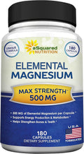 aSquared Nutrition Proprietary Magnesium 500mg – High Absorption Magnesium Citrate &amp Oxide – 180 Veggie Capsules 180 Day Supply – USA Formulated &amp Third-Party Tested