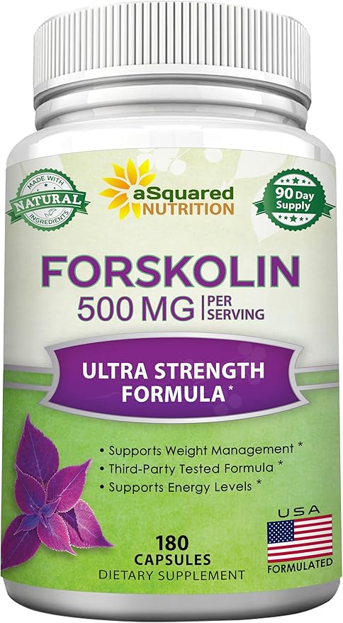 aSquared Nutrition Forskolin 500mg Per Serving Max Strength-180 Capsules Supplement for Pure Weight Loss Fuel Coleus Forskohlii Root - Forskolin Diet Pills Belly Buster Fat Burner 2X Slim Trim Lose