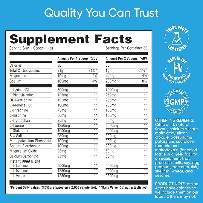Universal U Replenish &amp Restore Powder Hydration &amp Recovery Promotes Muscle Repair and Growth Custom Dosing L-Lysine L-Glutamine L-Tryptophan No Artificial Flavors 30 Servings (Mango T