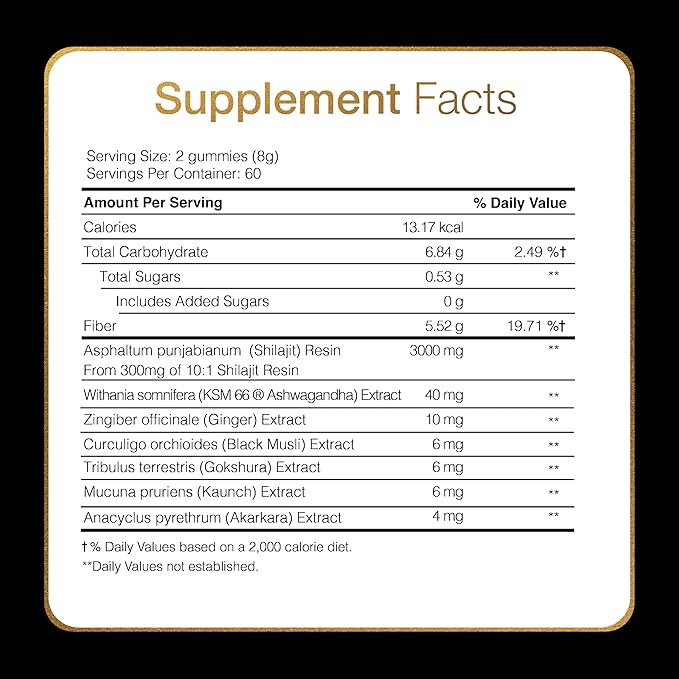 Be Bodywise Pure Himalayan Shilajit Gummies Gold I No Added Sugar I Ashwagandha Gokshura| Fulvic Acid &amp 85+ Trace Minerals I for Men Women I Non-GMO I 100% Natural &amp Organic I 120 Gummy I Po