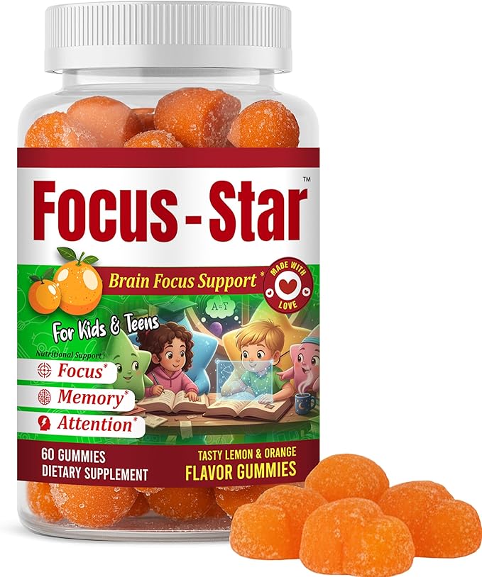 Omega 3 for Kids Gummies Focus Supplement for Kids &amp Teens Vitamins for Kids Attention &amp Concentration Support Kids Omega 3 Teen Omega 3 Supplement 60 Count