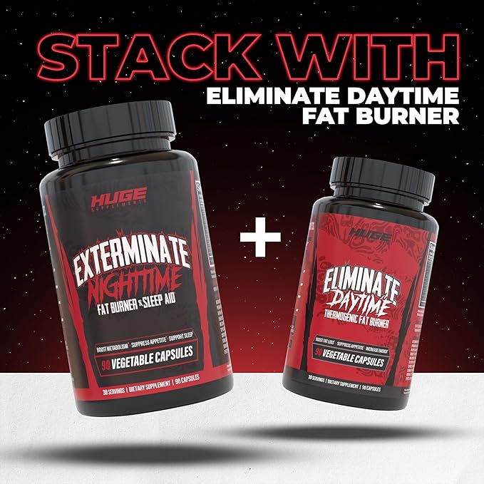 Exterminate Night Time Fat Burner &amp Sleep Support - Boost Metabolism Reduce Cravings &amp Burn More Calories - 10 Proven Ingredients Forskolin 5-HTP Saffron Paradoxine &amp Melatonin (100% S