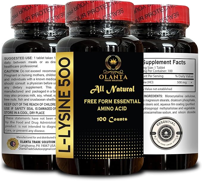 L-LYSINE 500 - organic immune support supplement amino acids supplement powder energy supplements for men Non-GMO &amp Gluten Free Healthy muscle development - 2 Bottles 200 Counts