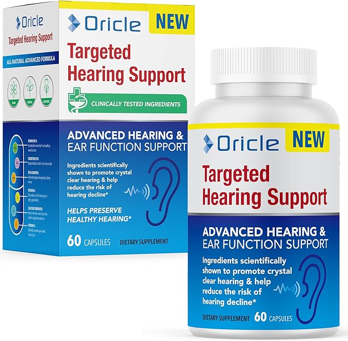Oricle Targeted Hearing Support – Natural Hearing Health Supplement with Ginkgo Biloba CoQ10 Turmeric &amp Zinc – Promotes Ear Function Circulation &amp Wellness – 60 Vegan Capsules