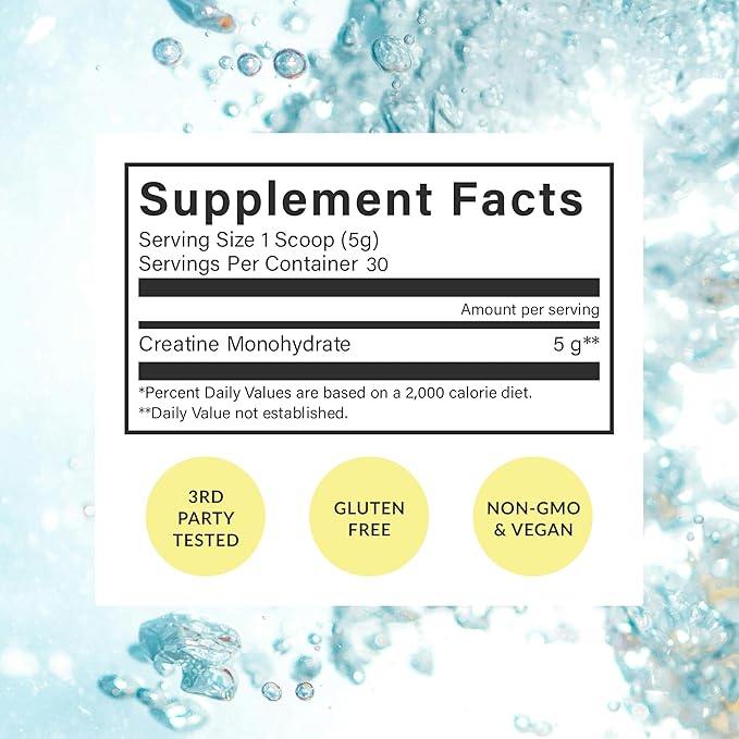 Beam Creatine Monohydrate Powder – 5g Micronized Creatine Monohydrate Third Party Tested Creatine for Women &amp Men Muscle Strength Growth Recovery &amp Cognitive Support Unflavored 100 Servi