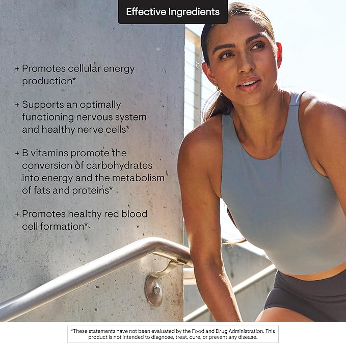 THORNE - Basic B-Complex - Tissue-Ready Vitamin B Complex Supplement with Choline - Supports Cellular Energy Production Brain Health &amp Red Blood Cell Formation* - Gluten-Free - 60 Servings
