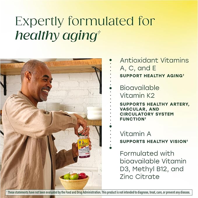 MegaFood Whole Body 55+ Mens Multivitamins - Gummy Multivitamin for Men - Magnesium Citrate Vitamin D3 K2 &amp Zinc - Muscle &amp Bone Health - Brain Heart &amp Immune Support - 90 Gummies 30 Se