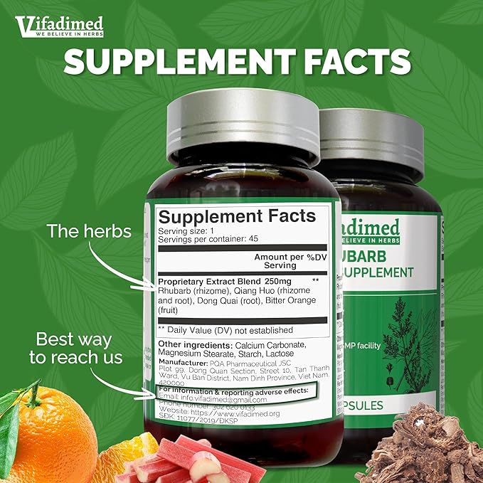 RhubarbGut Motility Activator for Bowel Movement and RegularityConstipation ReliefBloating &amp Gas ReliefMucus Production AssistLining &amp Microbiome Support90 Capsules