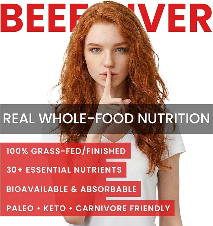 Beef Liver Capsules – USA-Made (Value Pack) Whole Food Source of 30+ Bioavailable Nutrients: Vitamin A B12 Folate Heme Iron Zinc for Energy Immunity Skin – 100% Grass-Fed Beef Organ Supplement