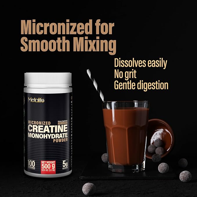 100% Pure Creatine Monohydrate Powder Canada-Made 500 g (100 Servings) Micronized Powder Muscle Growth Unflavored Ideal for Athletes &amp Fitness Enthusiasts Third Party lab Tested Vegan