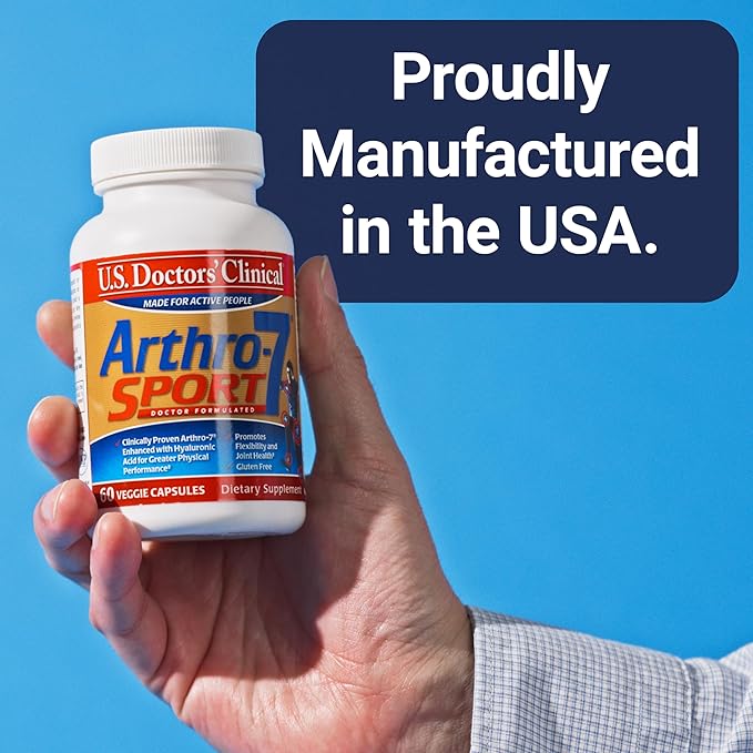 U.S. Doctors’ Clinical Arthro-7 Sport - Clinically Proven AR7 Blend + 100mg Hyaluronic Acid &amp Vitamin C for Flexibility Mobility &amp Strong Cartilage - 60 Capsules - 15/30-Day Supply