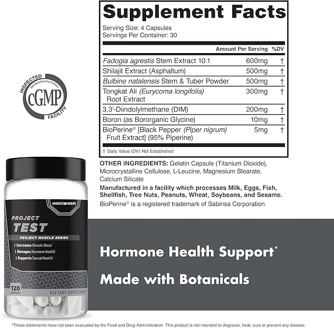 Anabolic Warfare Project Test Support Muscle Mass &amp Strength* Manage Hormone Health* Support Sexual Health* Made with Botanicals
