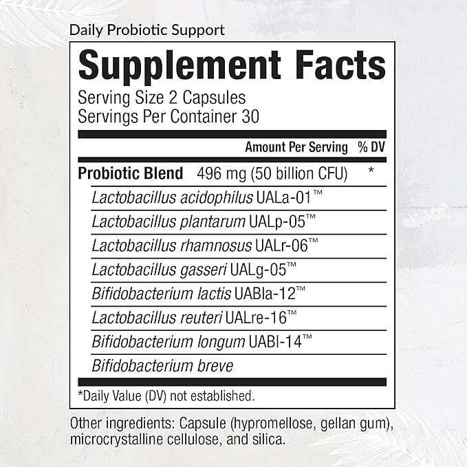 Equilife Daily Probiotic Support 50 Billion CFU 8 Probiotic Strains Digestive and Gut Health Supplement for Men and Women Gluten Free Soy and Dairy Free Non GMO American Made 60 Capsules
