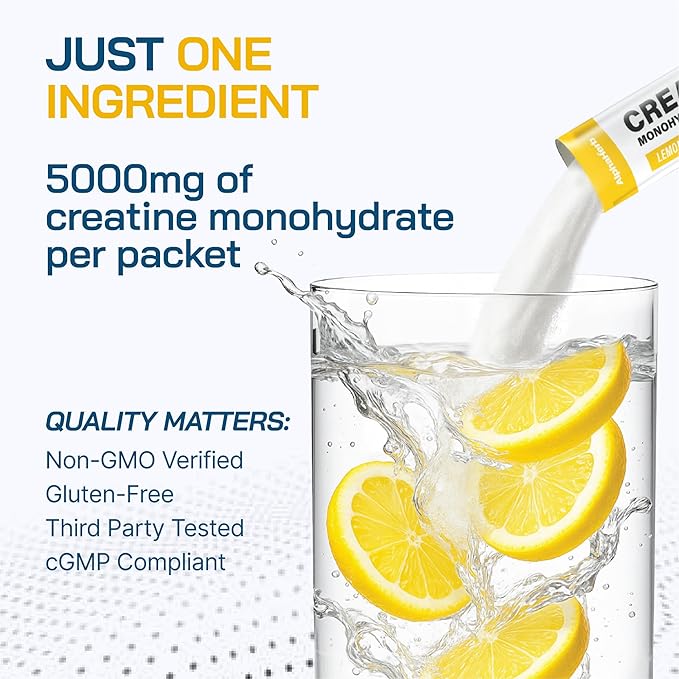 Creatine Monohydrate Powder – Creapure® German-Sourced Lemon Flavour 30 Stick Creatine Packs 5000mg Each | No Sugar No Fillers Gluten-Free