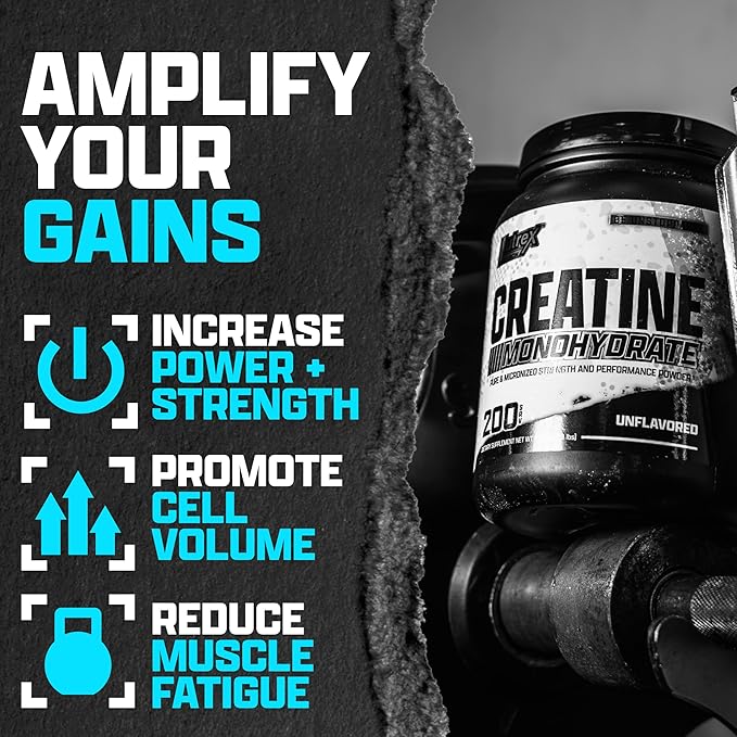 Nutrex Research Micronized Creatine Monohydrate Powder - 200 Servings (1KG) Pure Unflavored Creatine Monohydrate Supplement for Muscle Gain Strength and Performance 5G Per Serv (2.2lbs)