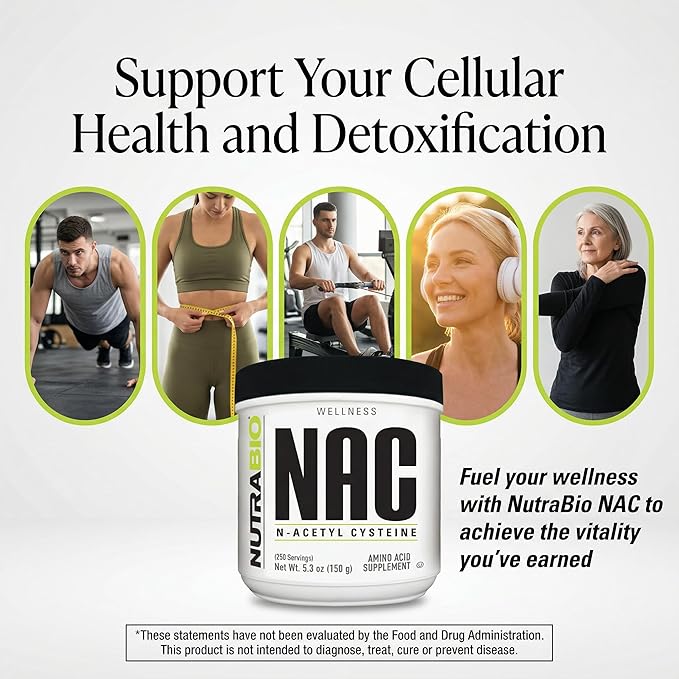 NutraBio N-Acetyl Cysteine Supplement (NAC) - 150 Grams Powder 600mg Serving - Powerful Anti-Oxidant - Immune Support - No Fillers - Non-GMO - Gluten Free