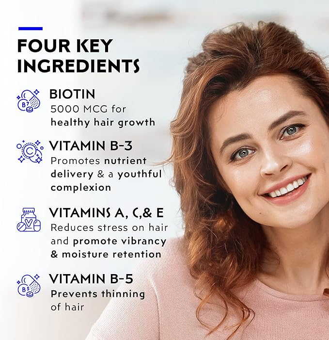 Elon Matrix 5000 Complete Multivitamin — Skin Hair and Nail Growth Vitamins — Healthy Hair Growth Vitamins for Women &amp Men — 5000Mcg Biotin Supplement Pack of 3 (180 Day Supply)