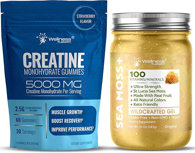 WELLNESS LABSRX Sea Moss Gel Original Flavor with Creatine Gummies | Bundle